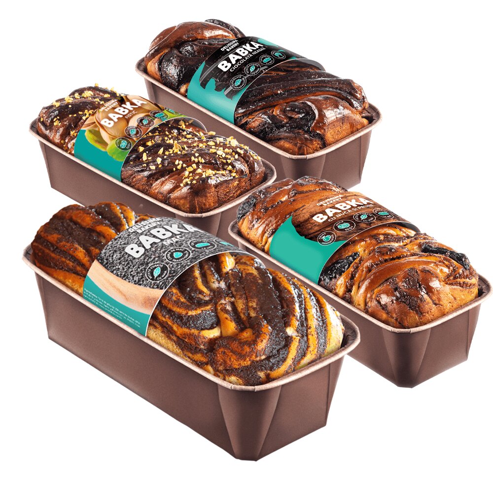 Pachet 4 Babka - Ciocolată + Fistic + Mac + Nucă și Prune