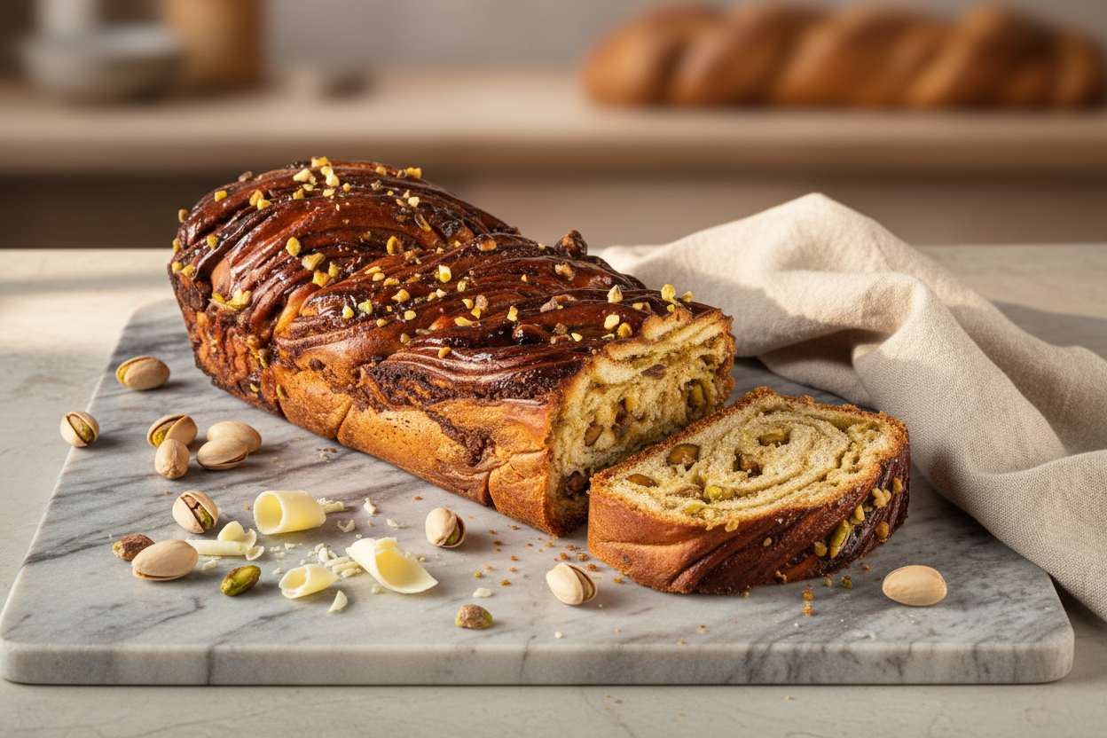 Babka cu Fistic și Ciocolată Albă